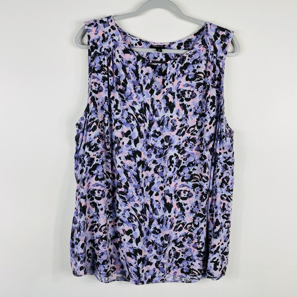 Torrid Tank Top 2X Purple Leopard Print Sleeveless Rayon Crepe Keyhole